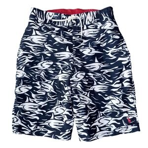 Polo Ralph Lauren Boys Size Large 14-16 Shark Navy Blue Swim Shorts Board Shorts